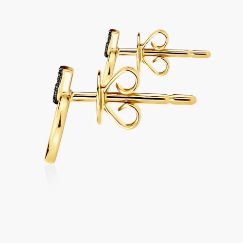 Kolczyki kółka Savicki: złote, czarne diamenty